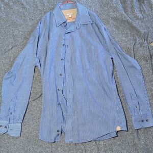 Brooks Brothers Blue & White Fine-Stripe Dress Shirt